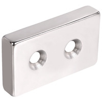 Super Strong Permanent Magnet King Magnetic Tile Rectangular Strong Magnet 40*20*10mm Double Hole M5 Strong Magnetic Steel