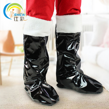 Рождественские украшения обувь Деда Мороза обувь сапоги взрослые мужчины и женщины черные сапоги аксессуары