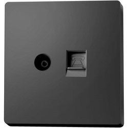 Two-pack Type 86 Concealed Matte Black Switch Socket Panel Closed-circuit Socket Cable Tv + Telephone Socket