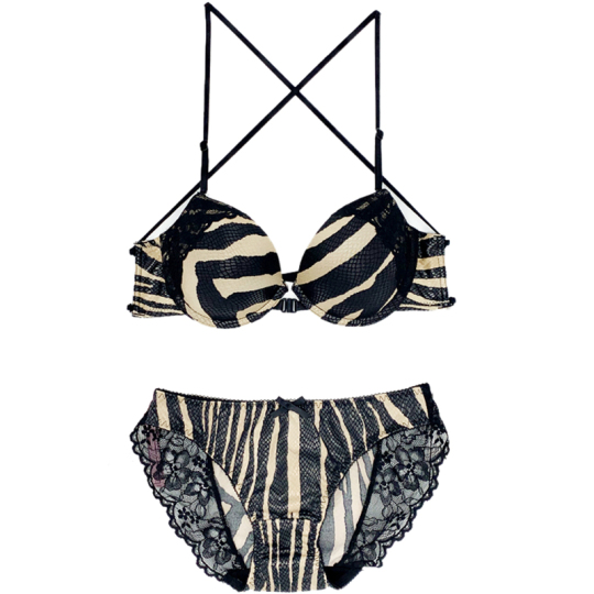 Korean Spring Bra Ladies Sexy Seamless Front Buckle Beautiful Back Zebra  Pattern Thin Cup Underwear Panty Set