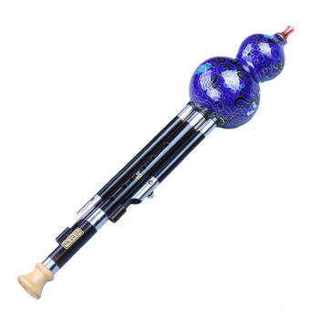 Cloisonné Ebony Pipe Hulusi Blue Peacock Musical Instrument