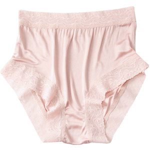 Mulberry Silk Knitted Silk Underwear for Women, Breathable, Comfortable, Antibacterial, Lace Wrapped Hip, Sexy Large Size Traceless Flat Corner Shorts