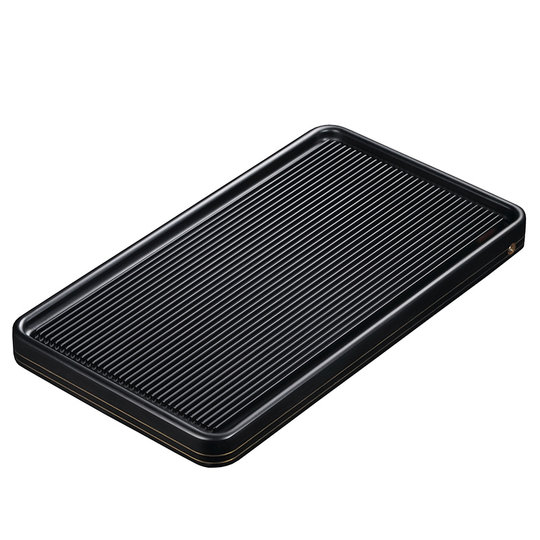 Serviertablett Aus Schwarzem Massivholz, 25x18x2 Cm – Rechteckiges Teetablett Für Küche & Bad