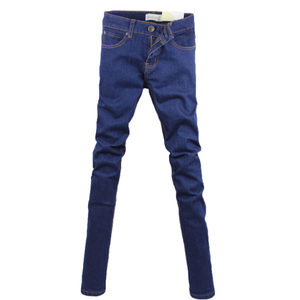 
European and American elastic slim blue jeans men's youth pint-sized pants Korean style popular washed extended version men's pants