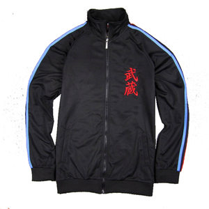 Football Embroidery Musashi # 14 Young Player Mitsugi Jun Black Long sleeved Vintage Hoodie Japanese Football Team Warm Up Coat