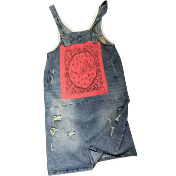 Retro style patchwork loose slimming skirt to reduce age