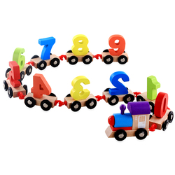 Children's Wooden Drag Number Train Baby Puzzle Assembly Game 1-2-3-4 Years Old Building Block Toys