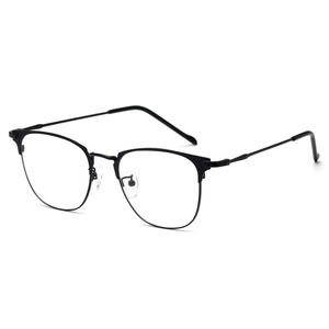 
Korean version of personalized retro metal trendy literary half-frame flat glasses for women, eye-frame frames for men, which can be equipped with myopia glasses