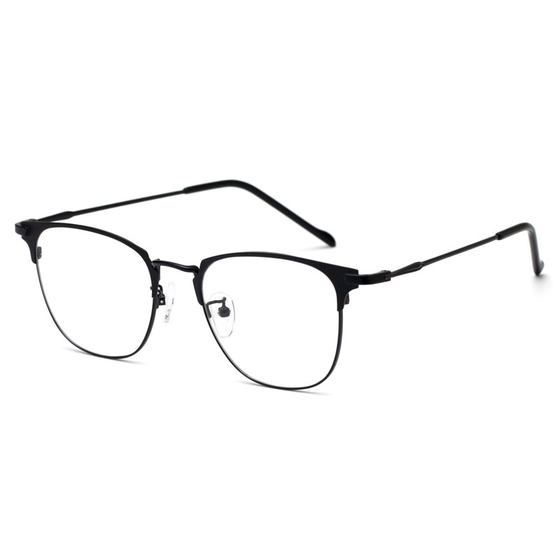 
Korean version of personalized retro metal trendy literary half-frame flat glasses for women, eye-frame frames for men, which can be equipped with myopia glasses
