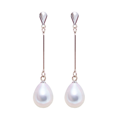 Large Drop-shaped Natural Freshwater Pearl Earrings | Long 925 Sterling Silver Pink Purple | Without Ear Piercing Ear Clip U-shaped