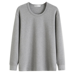 Middle-aged men's long-sleeved T-shirt for autumn and winter middle-aged and elderly people's cotton large-size solid color autumn clothes thin round neck long-sleeved T-shirt
