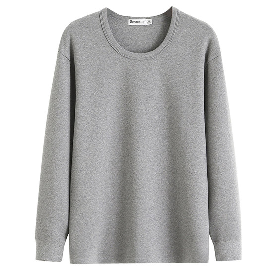 Middle-aged men's long-sleeved T-shirt for autumn and winter middle-aged and elderly people's cotton large-size solid color autumn clothes thin round neck long-sleeved T-shirt
