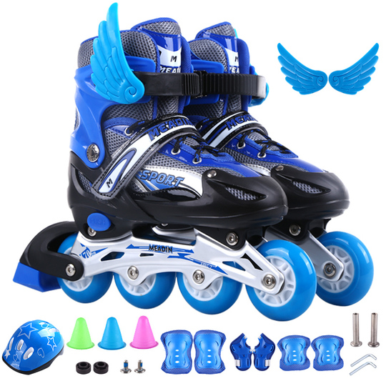 PLIIMONA Patins U00e0 Roulettes Pour Filles, 4 Tailles Ru00e9glables, Toutes Les 8 Roues Lumineuses Pour Garu00e7ons, Patins U00e0 Roulettes Du00e9butants Pour Intu00e9rieur