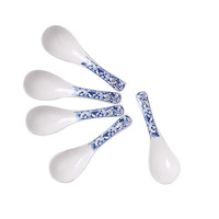 Japanese Blue And White Ceramic Soup Spoon Set