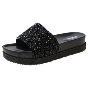 Fashion.com red slippers Female summer wearing non -slip and loose cakes, thick bottoms, dragging all slopes and rhinestone beach shoes