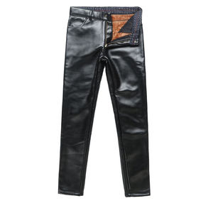 Leather pants men's slim Korean version of handsome motorcycle youth men's leather pants with velvet thick winter warm fur