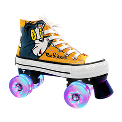 Canvas Double Row Skates For Adults, Beginner Roller Skates, Four-wheel Flash Graffiti Roller Skates, Skating Rink, Luminous