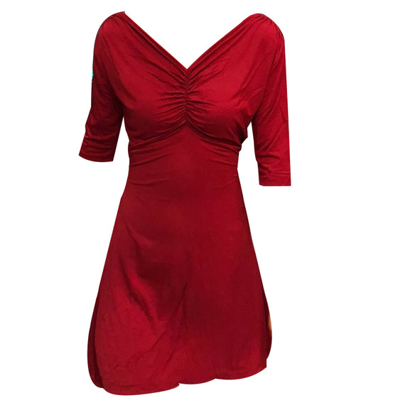 Late Time [Flash Sale] Wine Red Seven-Century Princess Sleeve V-neck Dress Black Ultra Short High Waist Lace Skirt Skirt
