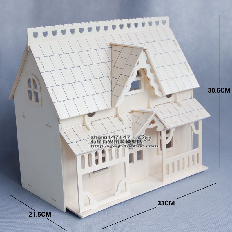 手作り 3DIY キャビン小さな家木製立体パズル木製組み立て建物モデルハウス教育玩具装飾品