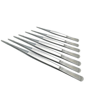 
Thickened 304 stainless steel tweezers laboratory tweezers straight dressing elbow toothed anti-slip 10-30cm