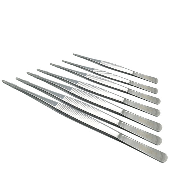 
Thickened 304 stainless steel tweezers laboratory tweezers straight dressing elbow toothed anti-slip 10-30cm