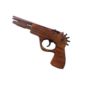 
Wooden continuous-shot rubber band rifle pistol performance props wooden gun nostalgic traditional toy wooden gun children's toy gun