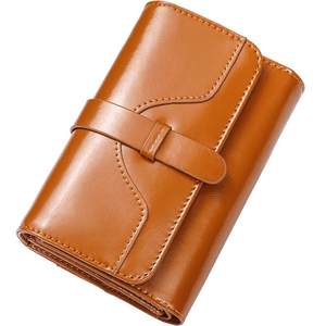 
Wallet Ladies 2025 new short wallet three-fold genuine leather fashionable women's folding simple cowhide small change clip
