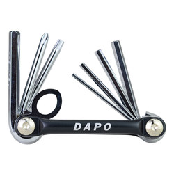 Folding hexagonal wrench set with plum blossom cross