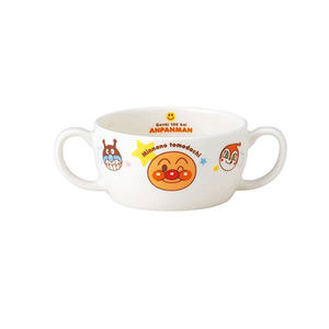 
Spot red-faced Japanese Anpanman children's baby ceramic bowl with double-ear handle food bowl made in Japan
