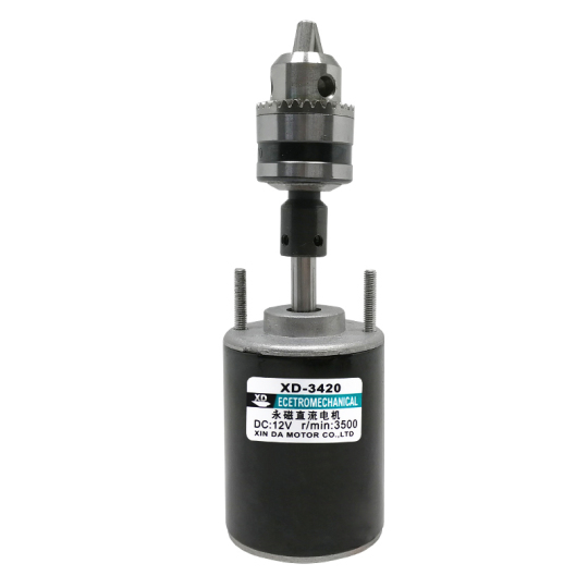Xinda 3420 Hollow Shaft Set - 12V DC Motor with Chuck Bracket