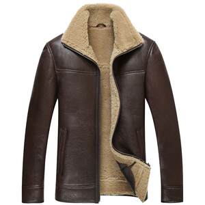 
Winter genuine leather and fur integrated men's leather jacket sheepskin medium-length men's genuine leather wool jacket lambwool sheepskin jacket