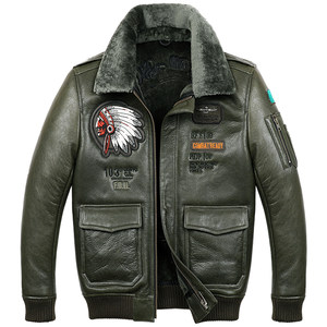 Australia imported primary ecological fur integrated flight jackets, male jackets sheep leather leather leather leather, embroidered fur
