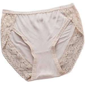 4 free shipping 100% mulberry silk women's knitted silk underwear mulberry silk shorts silk lace waist underwear