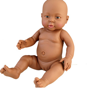 41 cm little black doll white skin simulation doll toy soft glue enamel doll African doll