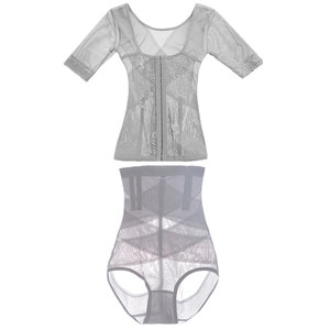 Tingmei Ruoya Strong Two Piece Short Sleeve Shaping Split Set for Postpartum Split, Abdominal Strap, Hip Lift, Waist Strap
