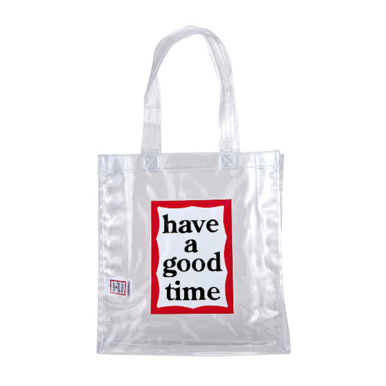 Spot Korean authentic have a good time black and white canvas PVC shoulder bag Tot bag environmental protection bag