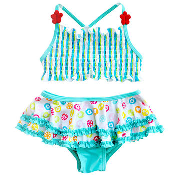 Girls' split swimsuit baby babies multi -layer
