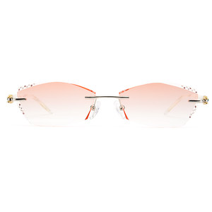 
Korean diamond-set edge-cut glasses frame for women, pure titanium rimless glasses frame, gradient color, ultra-light, trendy finished myopia glasses