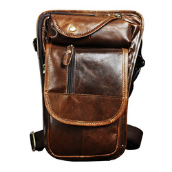 New Genuine Leather Men's Bag, Retro Multi-functional Mountaineering Bag, Outdoor Cycling Bag, First-layer Cowhide Waist And Leg Bag, Shoulder Bag