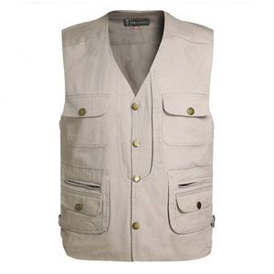 Spring and Autumn Outdoor Multi Pocket Vest, Cotton Breathable, Middle aged and Elderly Vest, Shoulder, Summer Men's Fishing Photography Tank Top