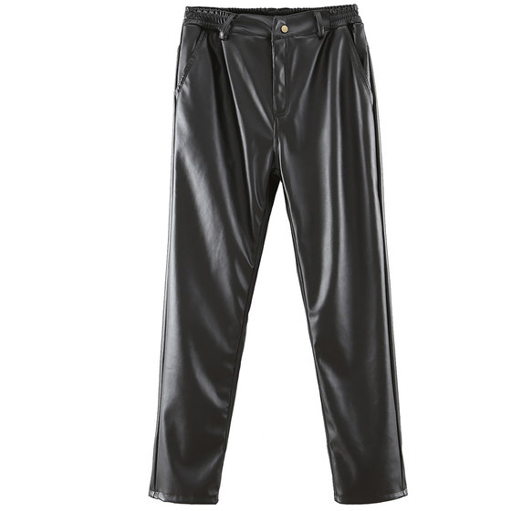 Male leather pants in winter plus velvet thickened waterproof windproof motorcycle riding men's large -size winter cotton pants