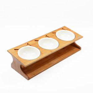 Pet solid wood bowl bowl, single bowl of double bowl, multiple bowls, cat table cat bowl food pot pet dining table tableware table
