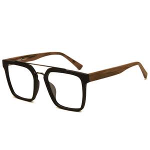 Full frame retro wooden glasses frame for men, wood grain black frame myopia woman big face Korean flat glasses frame trendy big frame
