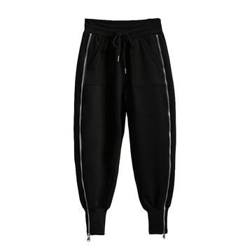 Zipper thick sports pants Haron pants loose pants

