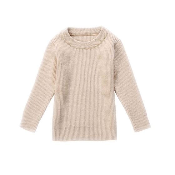 
Boys, babies, and toddlers, autumn and winter girls, bottom sweater, pullover, sweater, round neck, solid color, cotton thread