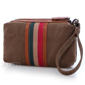 New Korean version of handbag Men's handbuk of canvas women's casual hand grabbing waged tide, portable bag, mobile phone coin purse