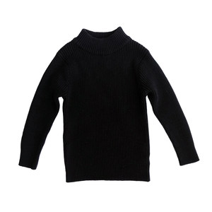 
Boys and girls infants and toddlers children's middle collar half turtle neck bottom sweater cotton knitted pullover winter black and white