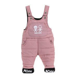 
New children's down cotton overalls for autumn and winter, men and women's warm pants for babies and toddlers' crotch jumpsuits