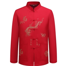 Middle-aged And Elderly Spring And Autumn Suit Tang Suit Men's Long-sleeved Chinese Style Embroidery Dad Large Size Morning Exercise Suit Grandpa Hanfu