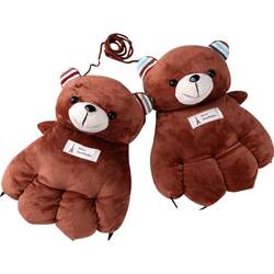 Autumn and winter bear plush halter neck and claw cartoon gloves